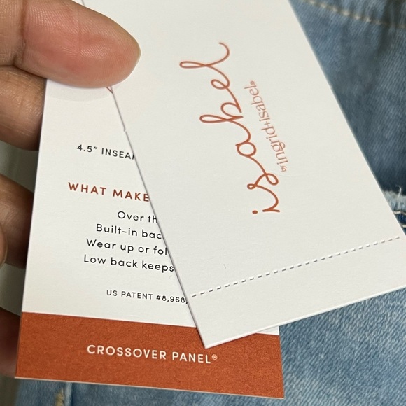 NWT Ingrid & Isabel Crossover Panel Maternity Jean MIDI Short Shorts - Size 16 - Picture 3 of 6